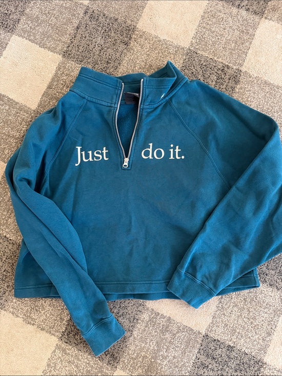 Nike Tops - Nike Teal Half-Zip Sweatshirt with silver L